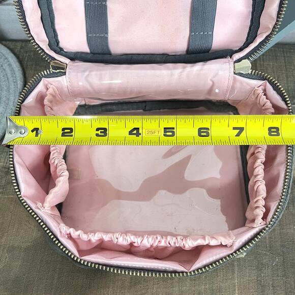 Stephanie Johnson Gray Velour Medium Cosmetic Makeup Bag - Picture 7 of 9